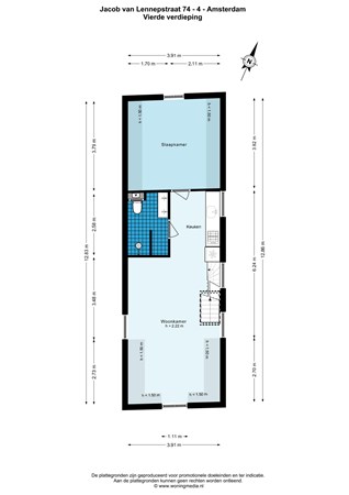 Floor plan - Jacob van Lennepstraat 74-4, 1053 HM Amsterdam 